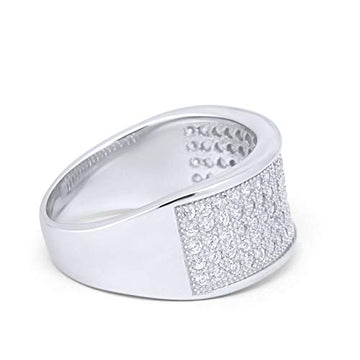 Half Eternity Wedding Ring Band 6 Row Pave Simulated CZ 925 Sterling Silver
